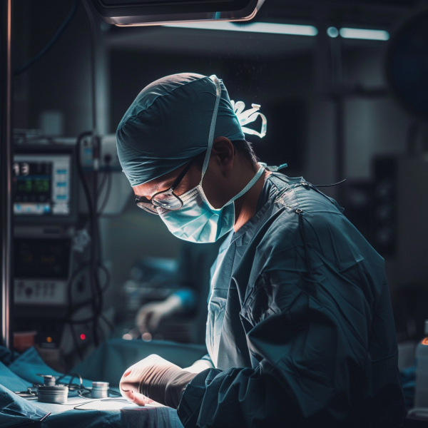 A doctor preparing for a surgery